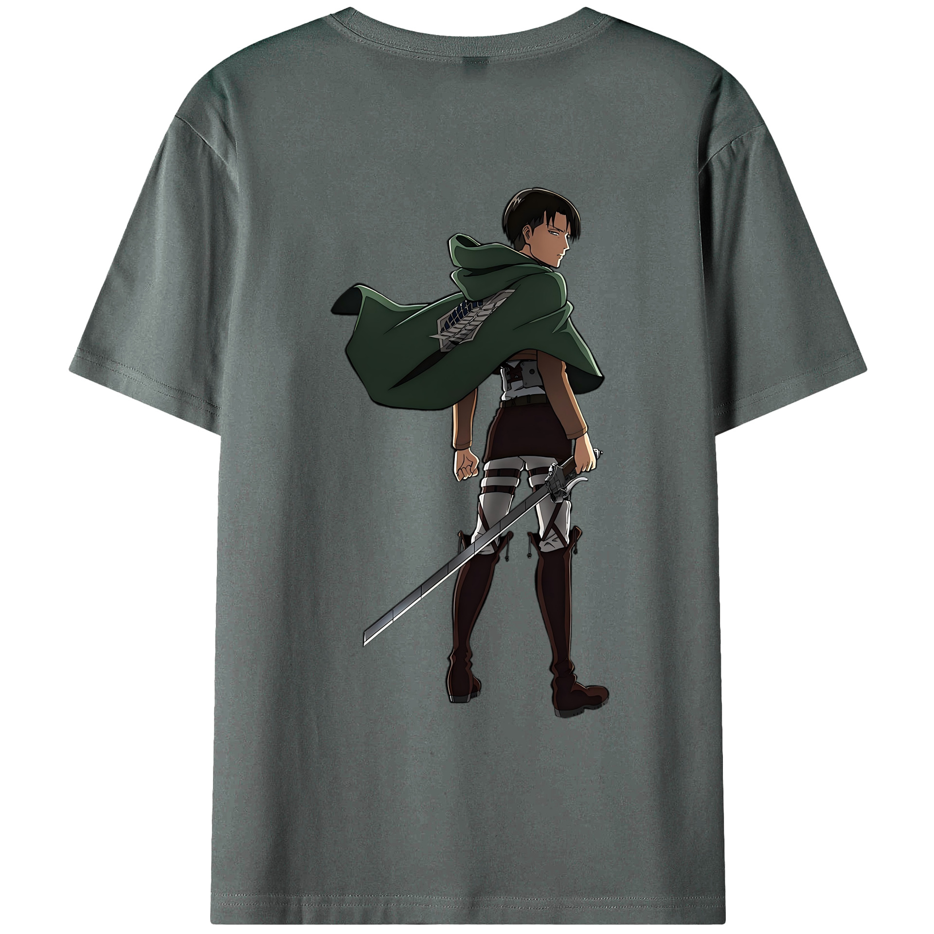 （画像用） 進撃の巨人 リヴァイ·アッカーマン Attack on Titan Levi Ackerman 綿100％ メンズ半袖Tシャツ（バックプリント） 通気性